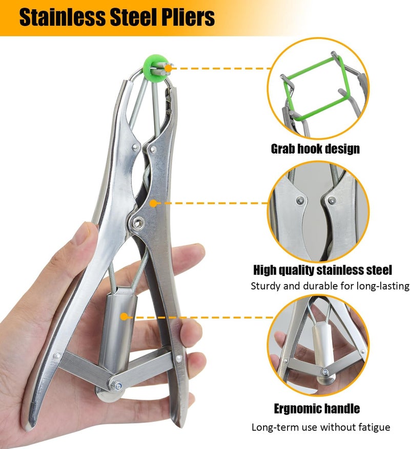 chicarry Goat Banding Kit, Stainless Steel Bander Snap Pliers with 150Pcs 2 Sizes Rings, Ring Installation Tool, Balloon Expander Pliers Tool - Image 4